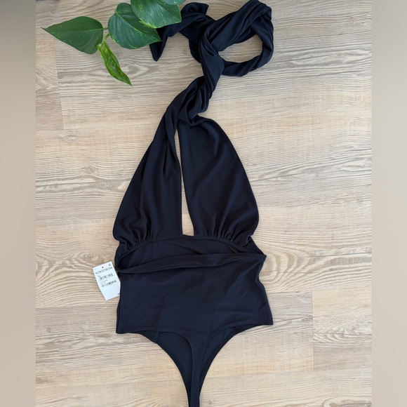 Open Edit Black Halter Body Suit NWT - Picture 2 of 3